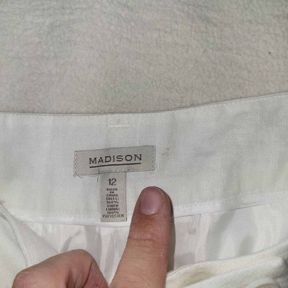 Madison Pants Womens Sz 12 - 36W x 30L White Boating Linen Beach Summer Cottage - Picture 12 of 16